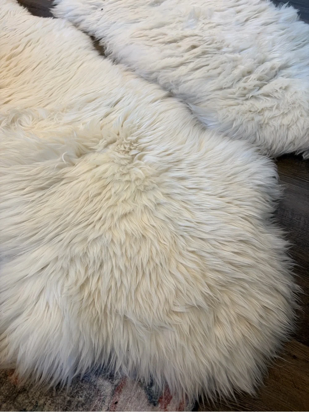 Set of 2 West Elm Sheepskin Runner Rugs - Off White
